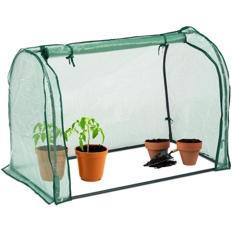 foto del prodotto serra da balcone e giardino, 80x113x70 cm, copertura in pe con porta, telaio in acciaio, trasparente verde - relaxdays