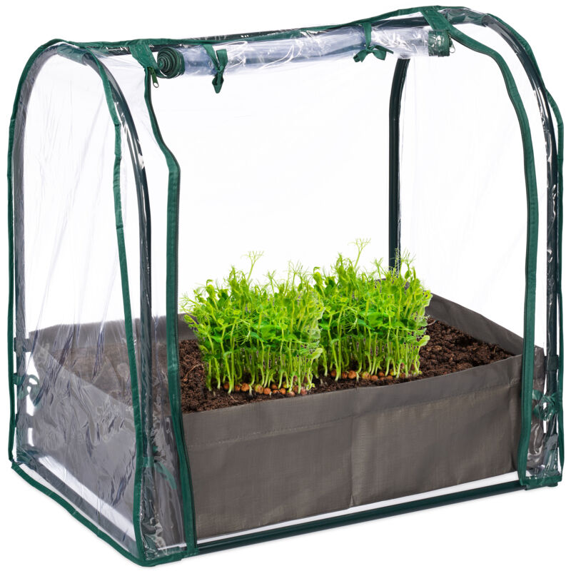 foto del prodotto serra da balcone e giardino, sacco per piantare, 70x68x50 cm, in pvc, telaio in acciaio, trasparente verde relaxdays
