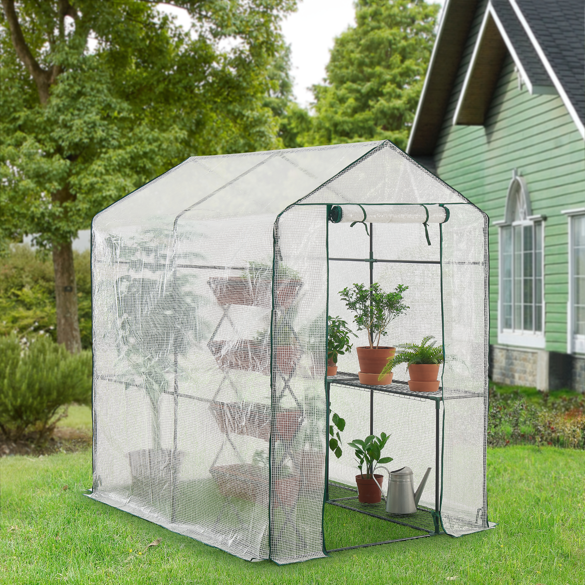 foto del prodotto serra da giardino 39 oosterhout 39 con scaffalatura lxpxa 120 x 186 x 190 cm forma di casetta en.casa 