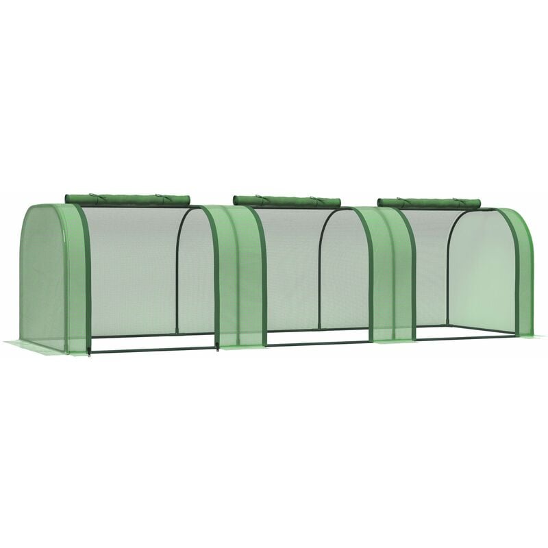 foto del prodotto serra da giardino a tunnel con porte avvolgibili 295x100x80 cm in acciaio e plastica pp verde