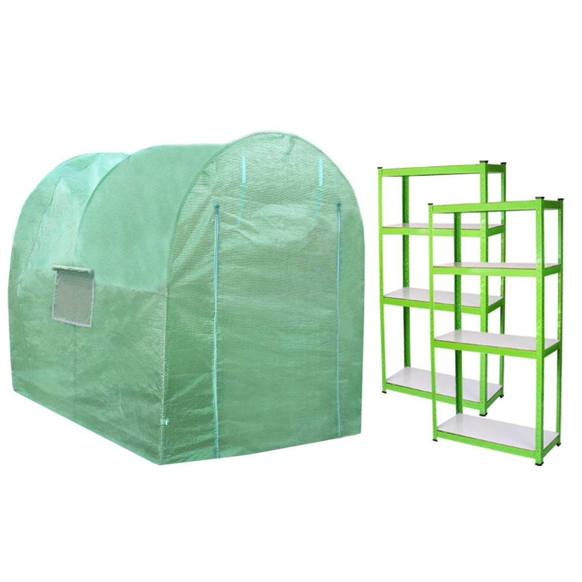foto del prodotto serra da giardino a tunnel da esterno in polietilene resistente alla corrosione e raggi uv telaio in ferro galvanizzato per piante giardinaggio 19mm 3m x 2m amp scaffali
