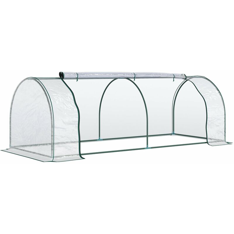 foto del prodotto serra da giardino con porte a cerniera 250x100x80 cm in acciaio e pvc trasparente