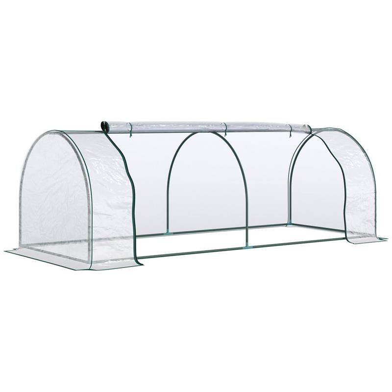 foto del prodotto serra da giardino con porte anteriori a cerniera in acciaio e pvc 250 x100x80 cm
