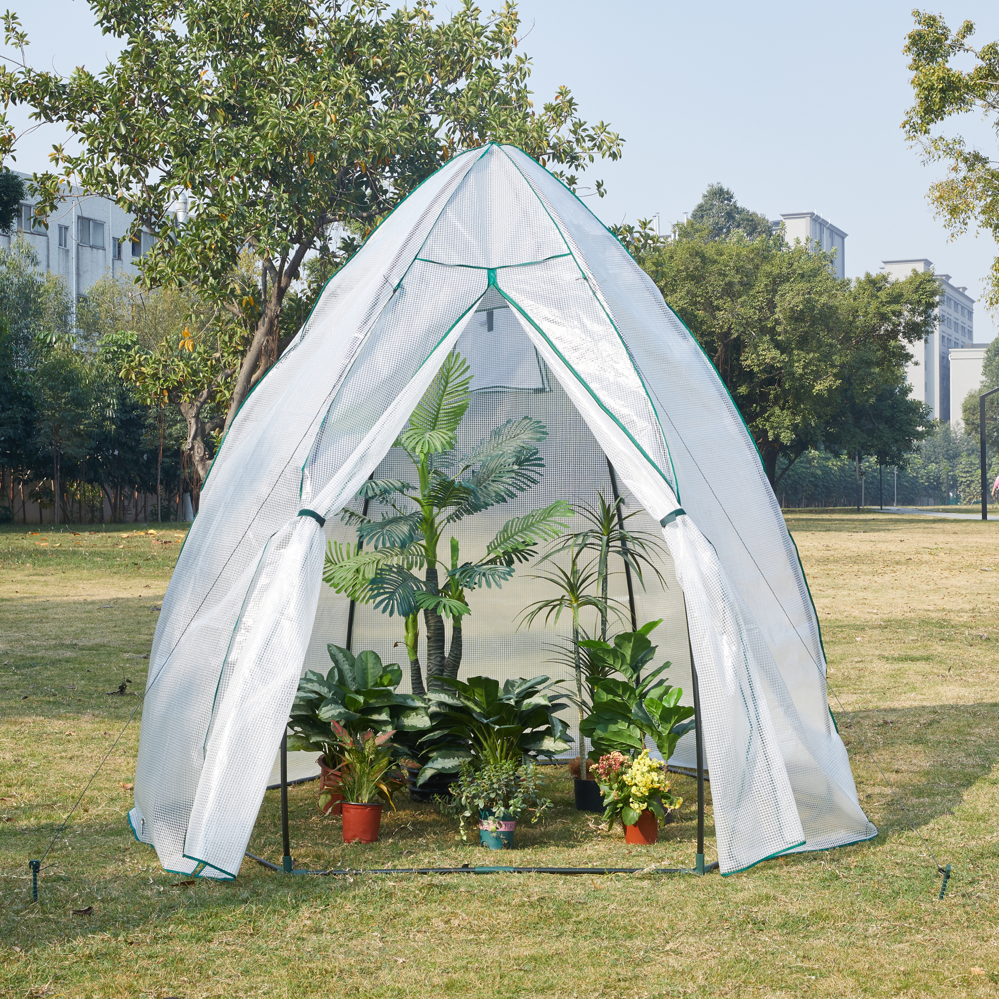 foto del prodotto serra da giardino hunze per coltivazione piante copertura semitrasparente bianco alto 200 cm en.casa 