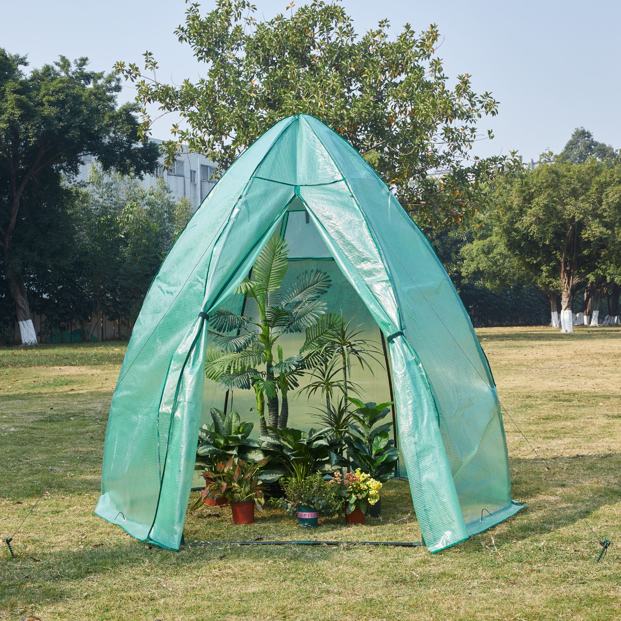 foto del prodotto serra da giardino hunze per coltivazione piante copertura semitrasparente verde alto 200 cm en.casa 