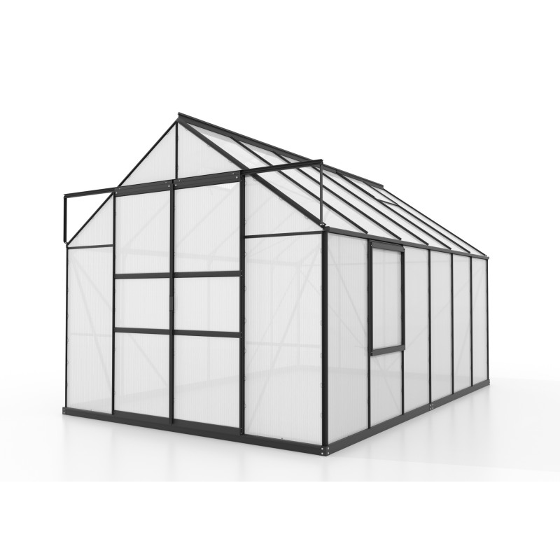 foto del prodotto serra da giardino vitavia meridian 2 9900 257x383x232 cm in alluminio nero e policarbonato