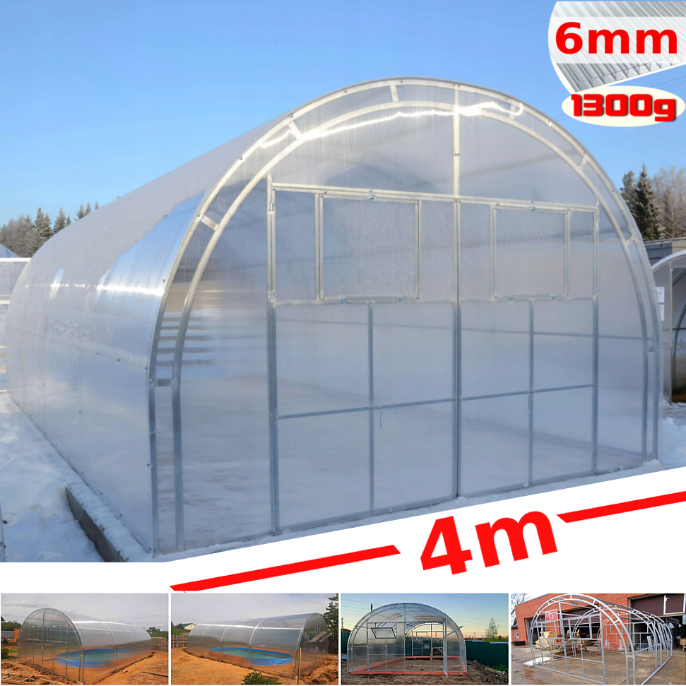 foto del prodotto serra master 4x10m con copertura policarbonato alveolare 6mm