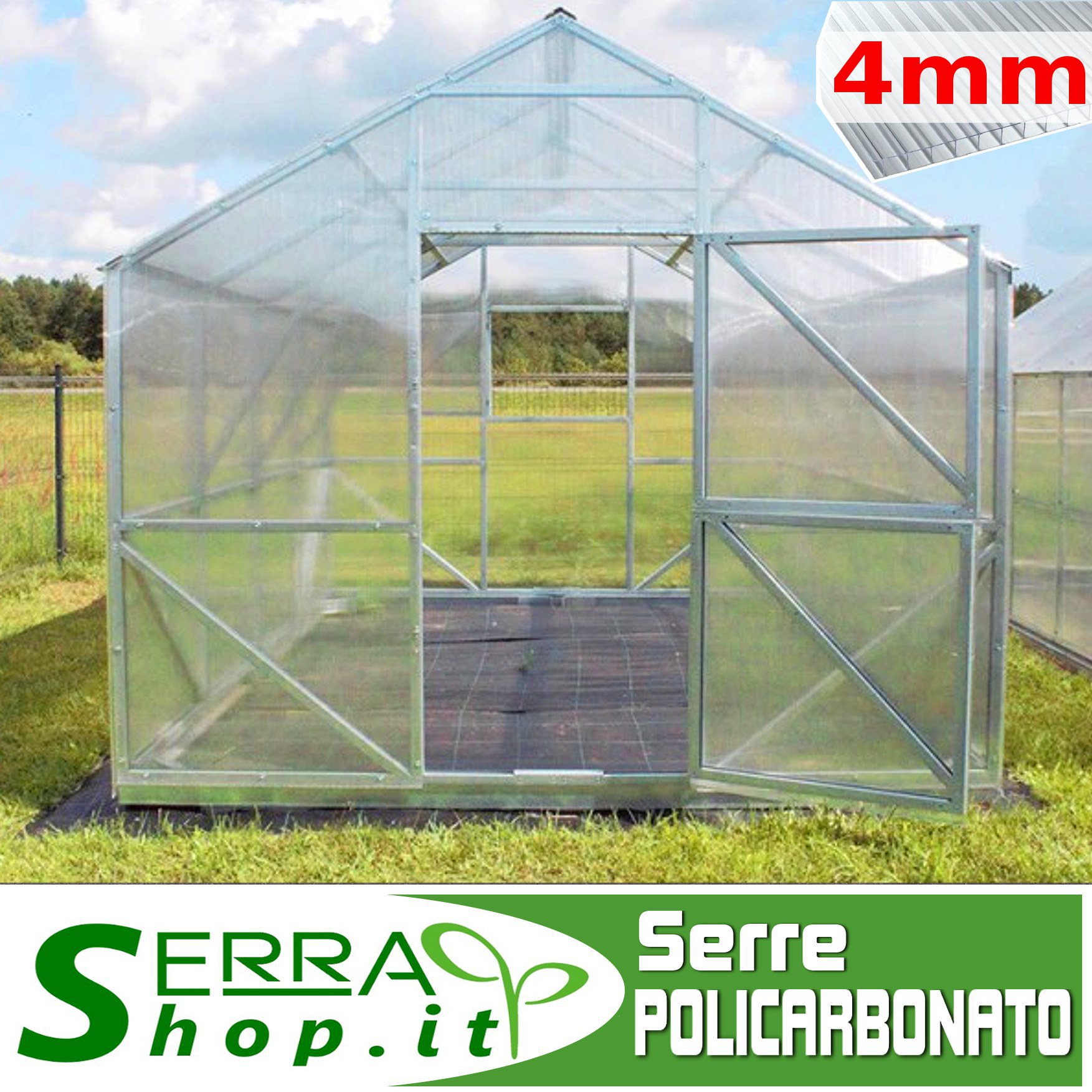 foto del prodotto serra oasi 3x12m con copertura policarbonato alveolare 4mm