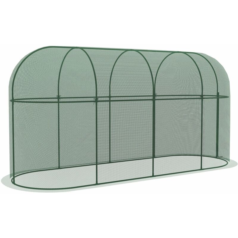 immagine 0 del prodotto serra per piante a rete con porta a cerniera e picchetti a terra 3x1x1,5m verde