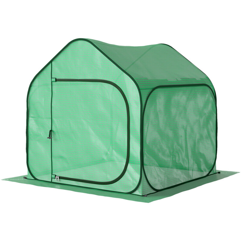 foto del prodotto serra per piante pieghevole in acciaio e pe 150x148x148 cm verde outsunny