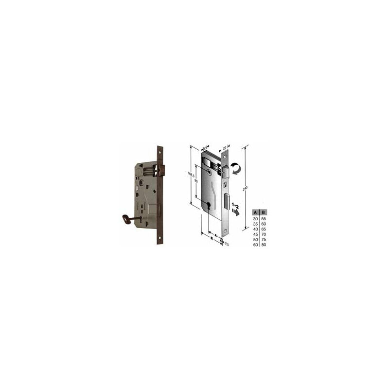 foto del prodotto serratura a bussola da infilare bordo quadro bronzato mm.45 bordo acciaio bronzato