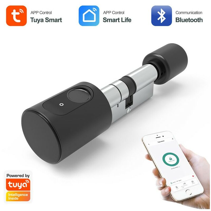 foto del prodotto serratura a cilindro smart bluetooth con fingerprint tuya