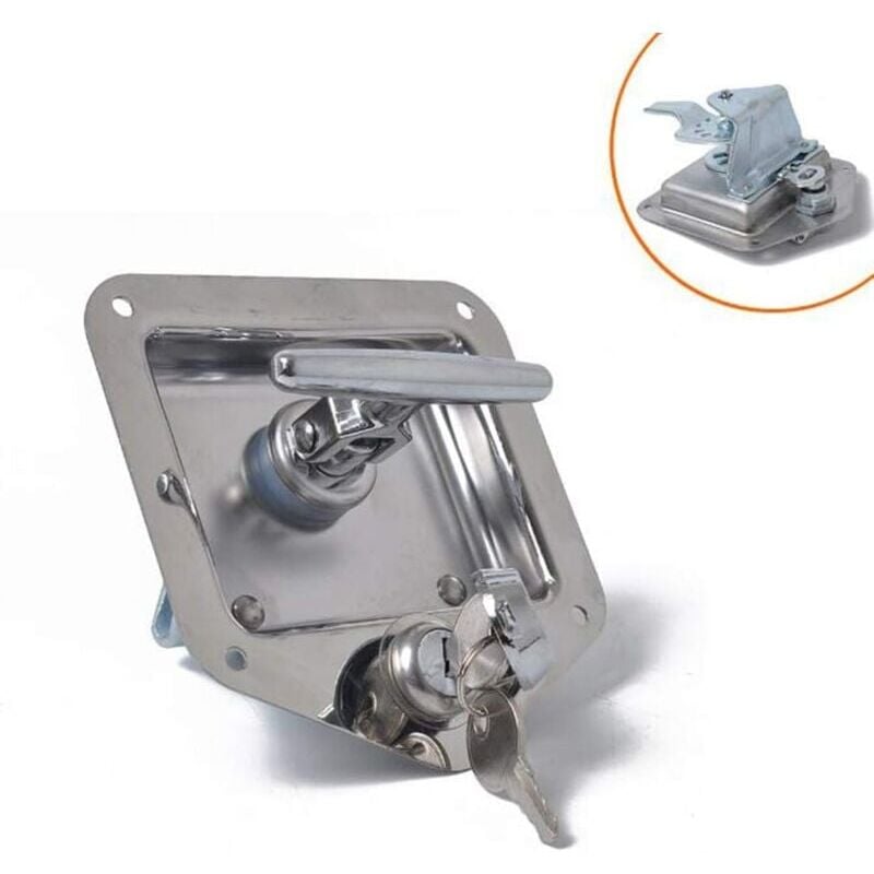 foto del prodotto serratura antifurto per porta con maniglia per cassetta degli attrezzi, in acciaio inossidabile a forma di t, per roulotte, camion, campeggio,