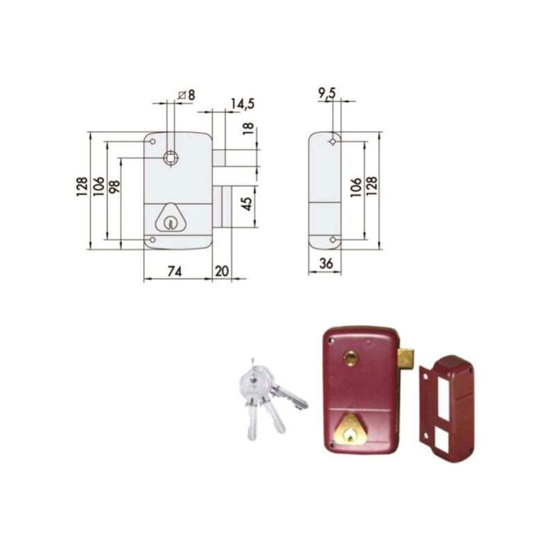 foto del prodotto serratura applicare per legno sx 50211 45 2 cisa