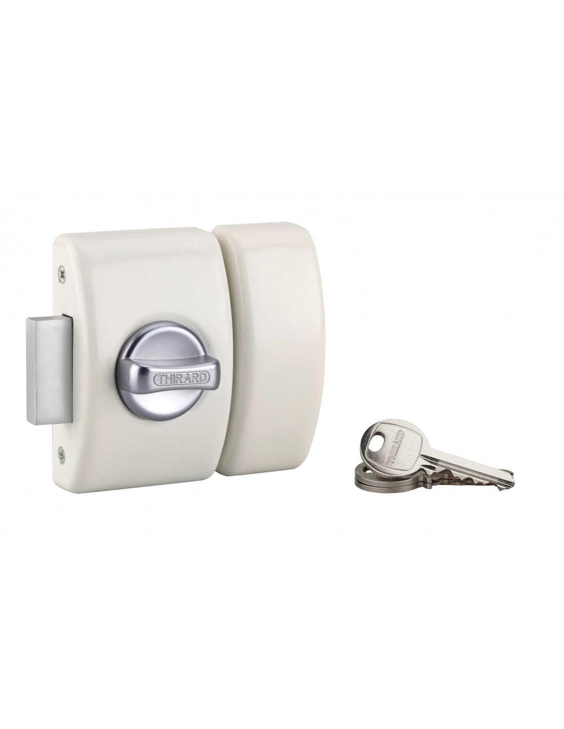 foto del prodotto serratura da applicare a chiavistello, con pomolo, design 5 per porta d 39 ingresso, cilindro 50mm, acciaio, 3 chiavi, bianco thirard