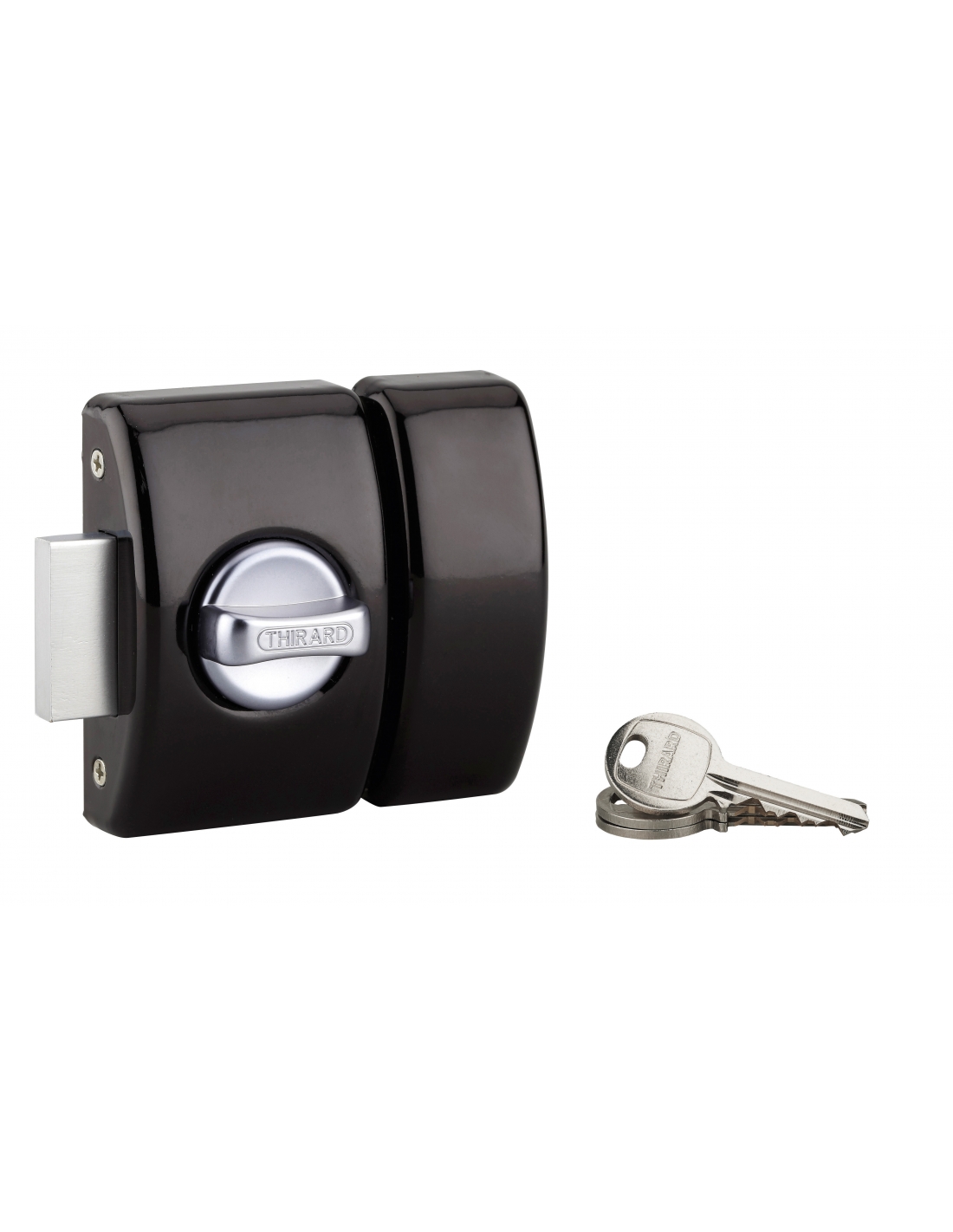 foto del prodotto serratura da applicare a chiavistello, con pomolo, design 5 per porta d 39 ingresso, cilindro 50mm, acciaio, 3 chiavi, nero thirard