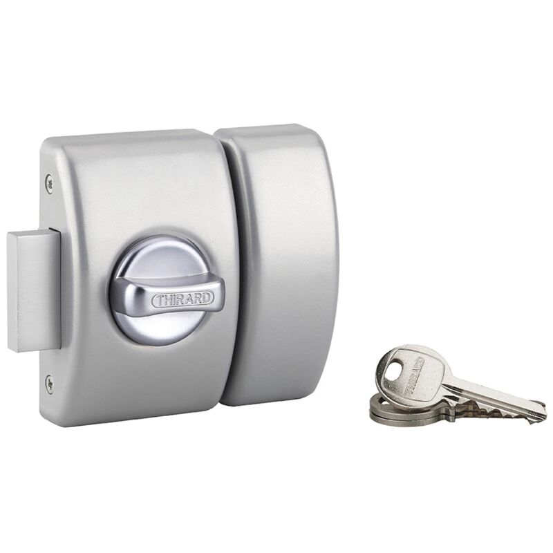 foto del prodotto serratura da applicare a chiavistello, con pomolo, design 5 per porta d'ingresso, cilindro 50mm, acciaio, 3 chiavi, argento - thirard