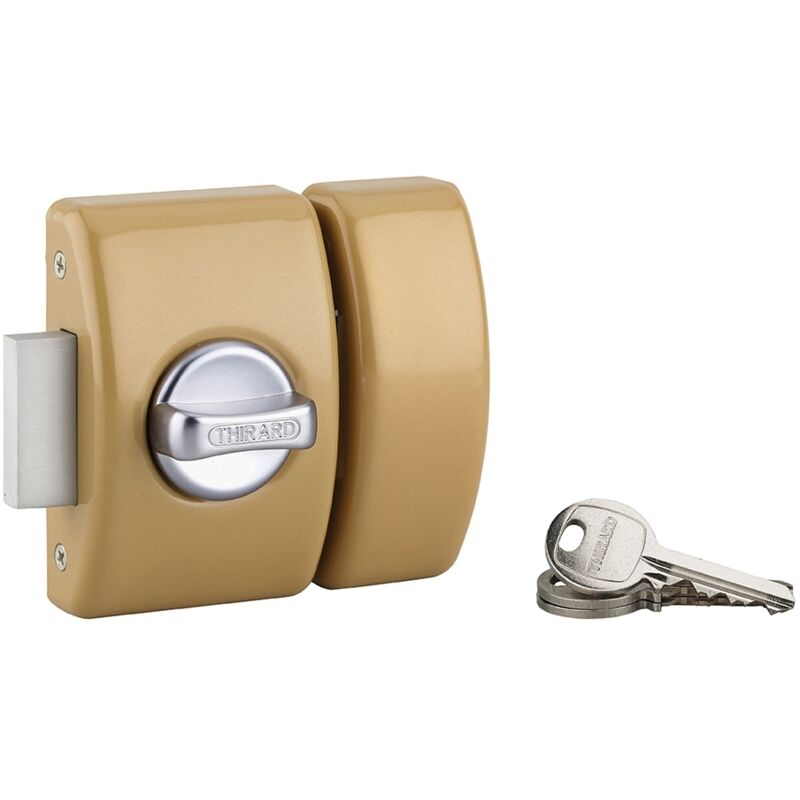 foto del prodotto serratura da applicare a chiavistello, con pomolo, design 5 per porta d ingresso, cilindro da 45 mm, acciaio, 3 chiavi, bronzo thirard