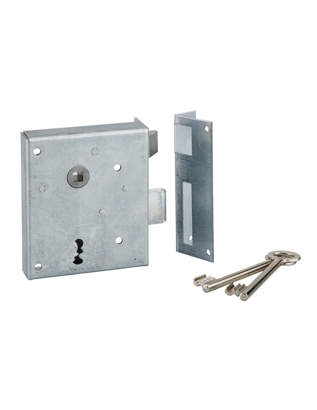 foto del prodotto serratura da applicare alsace con chiave per porte interne, destra, quadro 8mm, asse 60mm, 110x70mm, 2 chiavi thirard