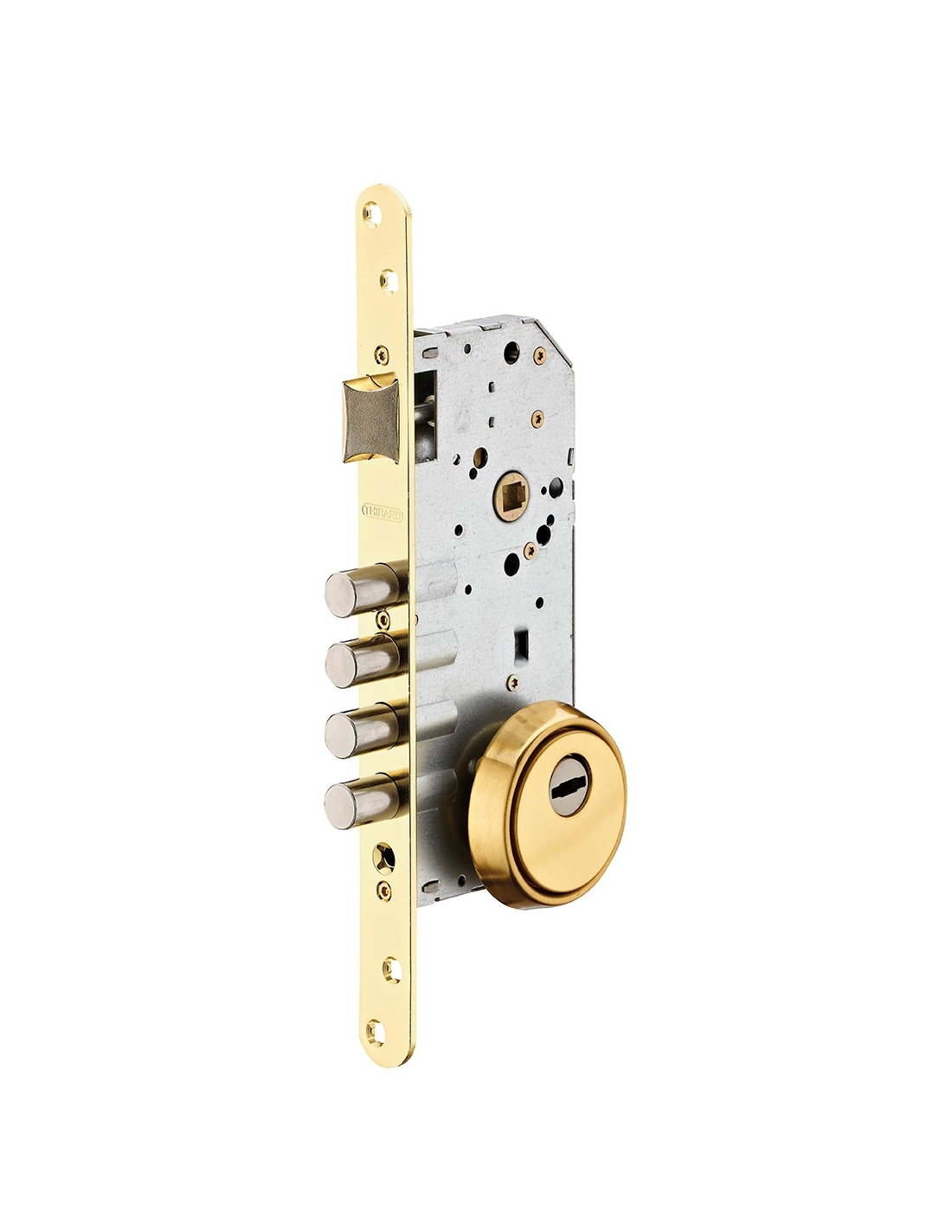 foto del prodotto serratura da incasso a cilindro europeo europeo, asse 50x85mm con defender, oro thirard