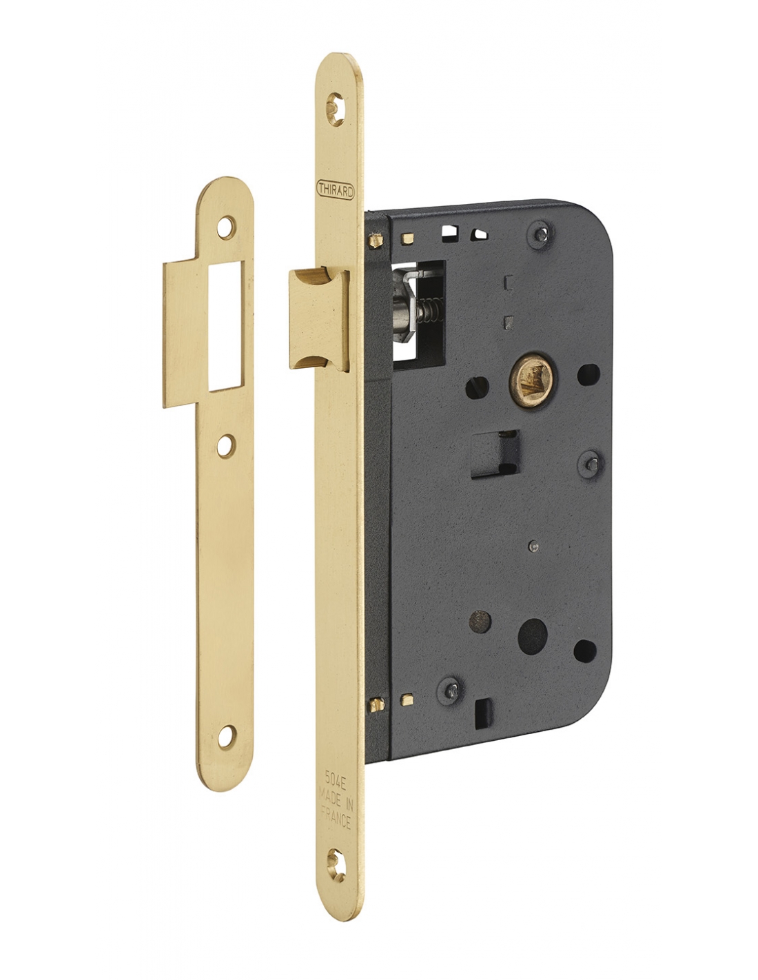 foto del prodotto serratura da incasso per porta interna, asse 60mm, estremit tonde, ottone lucido verniciato thirard