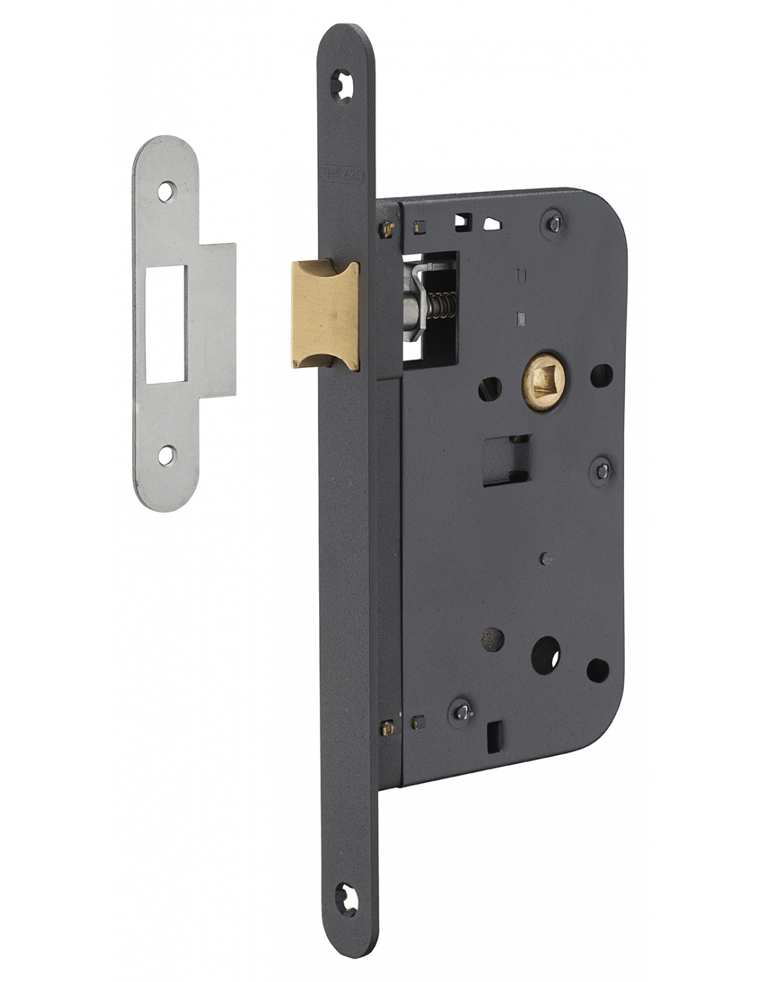 foto del prodotto serratura da incasso per porte interne, asse 60mm, piastra tonda, nero thirard