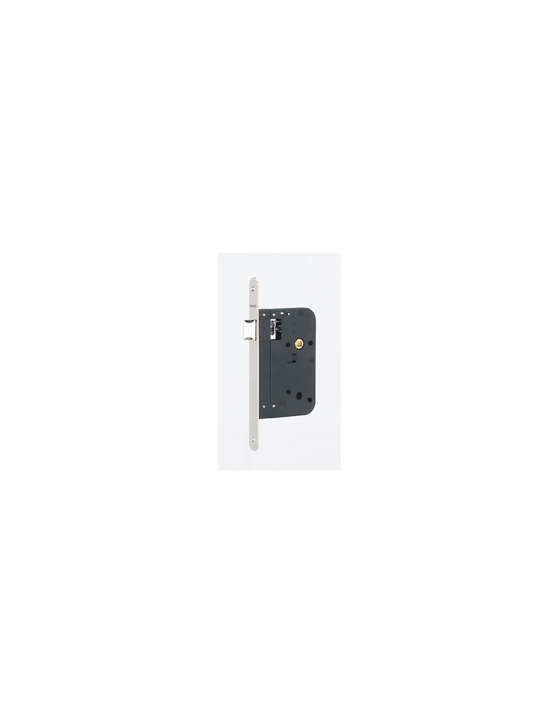 foto del prodotto serratura da incasso per porte interne, asse 70mm, piastra tonda, nichelato thirard
