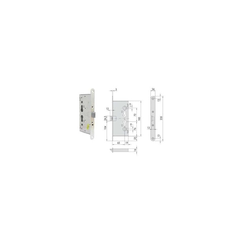 foto del prodotto serratura da infilare antipanico per porte tagliafuoco 43110 mm.65 43110650 