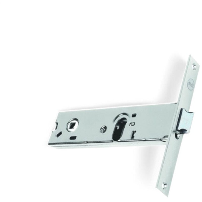 foto del prodotto serratura da infilare per porte strette acciaio inox con catenaccio e scrocco reversibile 1 mandata h44 mm compatibile cilindro ovale - 70 mm