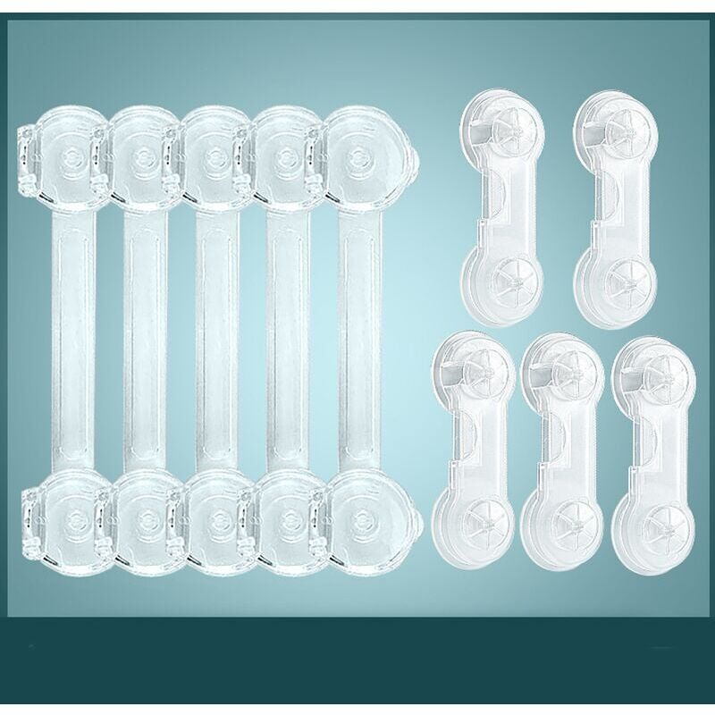 foto del prodotto serratura di sicurezza per bambini, per porte, cassetti, armadi, frigoriferi, protezione della casa, trasparente, 10 pezzi