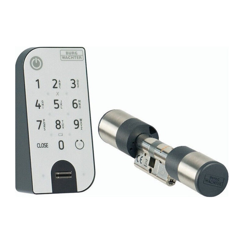 foto del prodotto serratura elettronica per porte 7602 cilindro e tastiera a impronta digitale nero, acciaio inox burg w chter