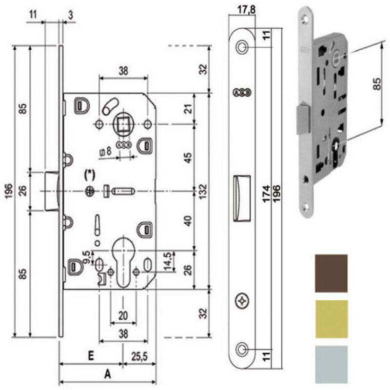 foto del prodotto serratura inf.legno mediana e35 bronzata 1103 agb