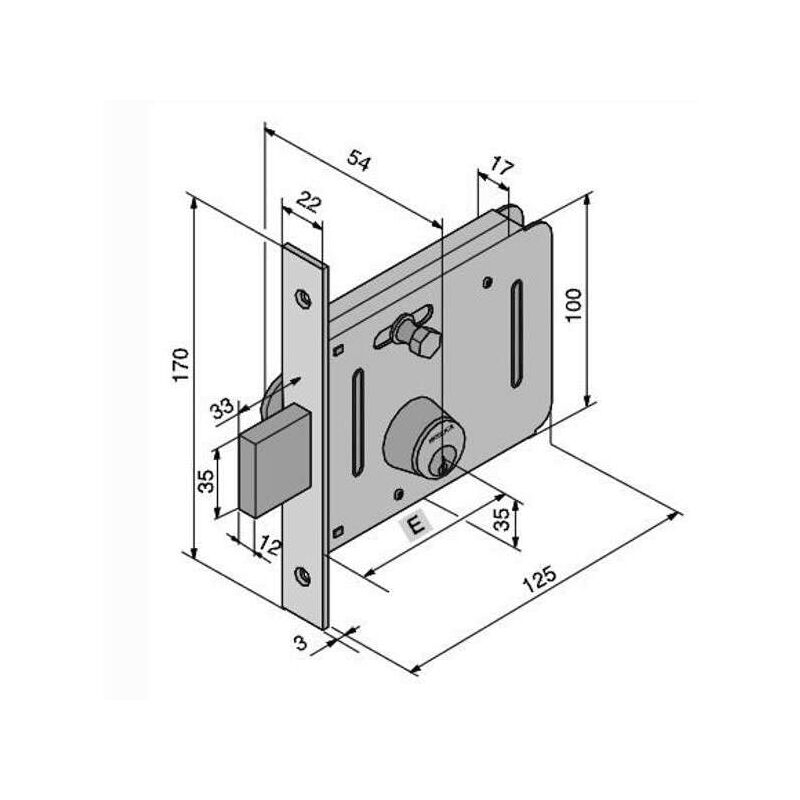 foto del prodotto serratura infilare ent. mm. 50 scr mand welka