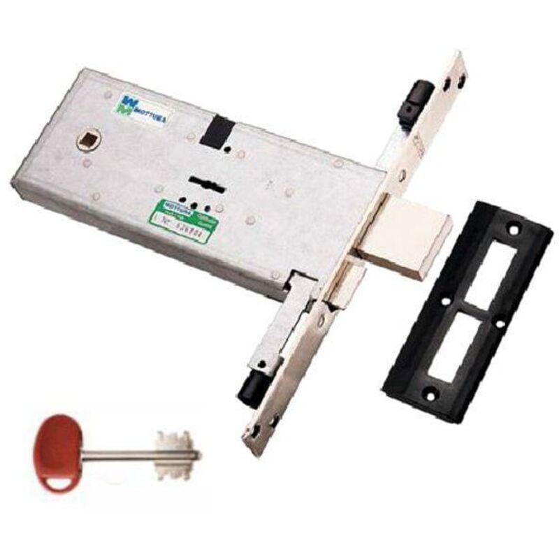 foto del prodotto serratura infilare fasce triplice 41823/90 mottura con catenaccio a 4 mandate, ambidestra