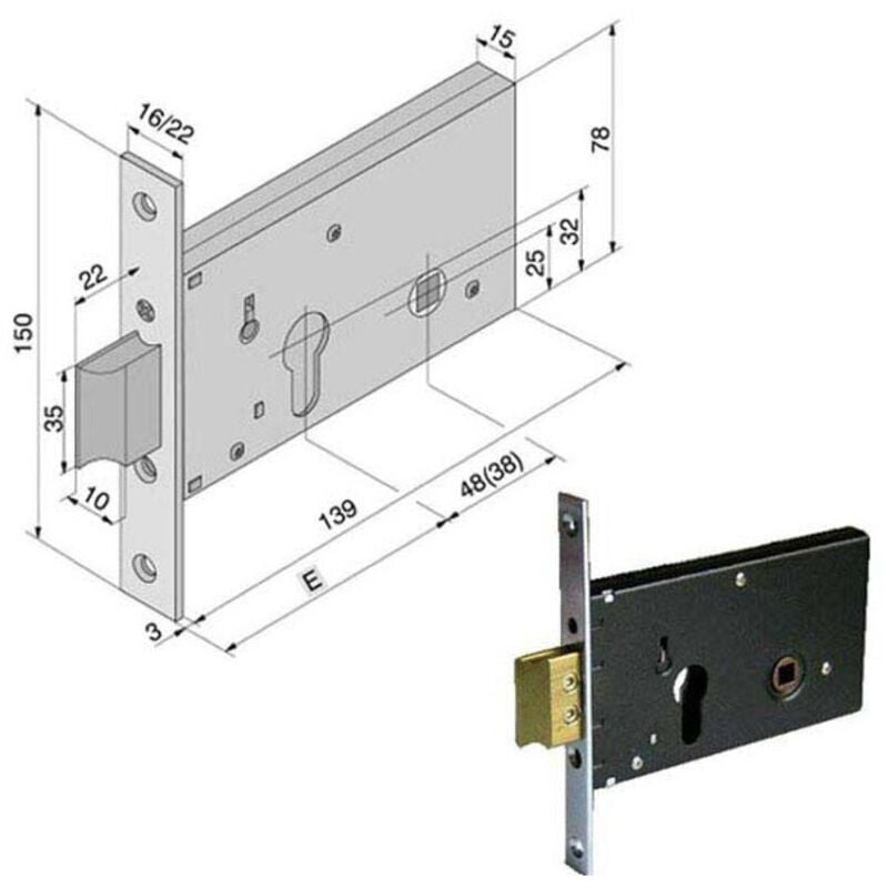 foto del prodotto serratura interna all f22 welka - modello 121.60.02.0