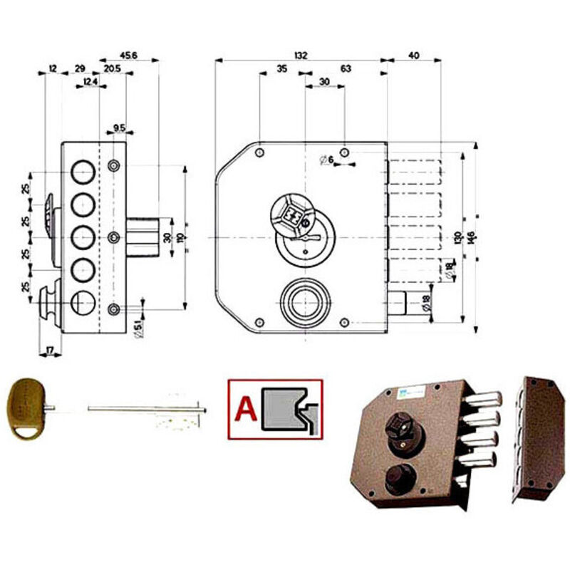 foto del prodotto serratura legno applicare 20510 mottura - dm m4 scr e.mm 63 dx - 1 pezzo
