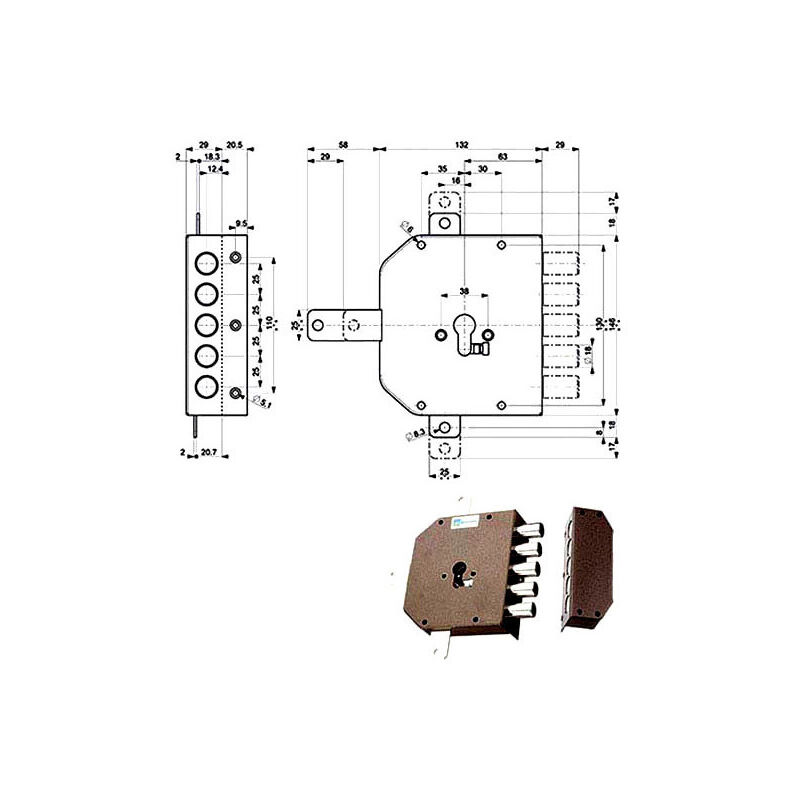 foto del prodotto serratura legno applicare 38640 mottura f.sagom m2 quint e.mm 63 dx 1 pezzo