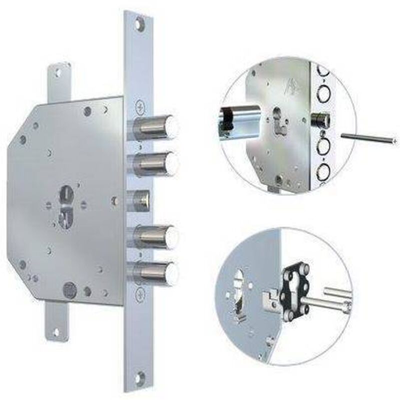 foto del prodotto serratura metallo infilare 2151 pen fl cr f.sagom m2 tripl scr ip.mm 28 e.mm 60 dx