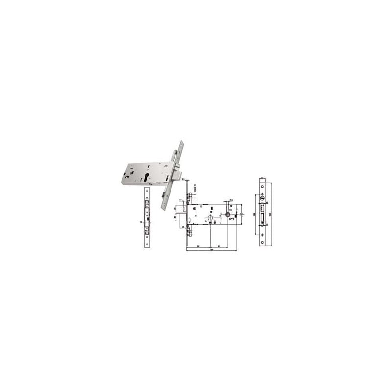 foto del prodotto serratura metallo infilare elettrica y949 yale b.q inox f.mm 22 f.sagom. trip scr h.mm 78 e.mm 90