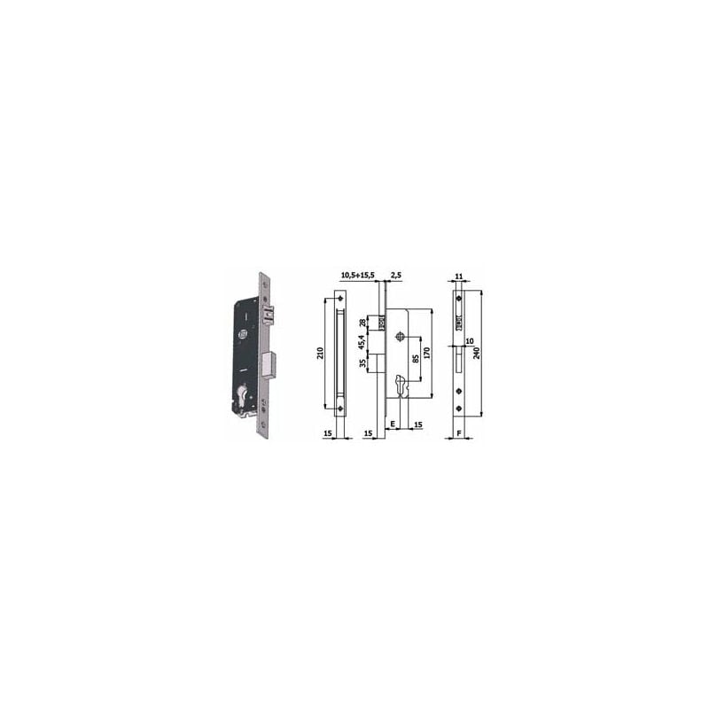 foto del prodotto serratura montante infilare 1300 omec b.q inox f.mm 22 f.sag. m1 scr e.mm 35 1 pz