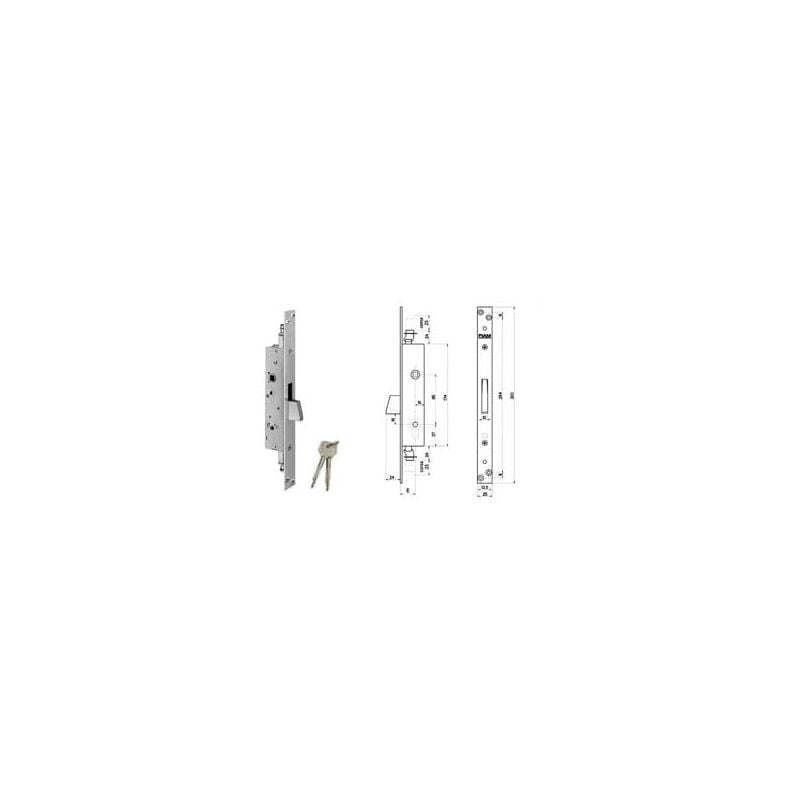 foto del prodotto serratura montante infilare 746 14 fiam b.q zinc f.mm 25 c.spillo m1 tripl q8 e.mm 25