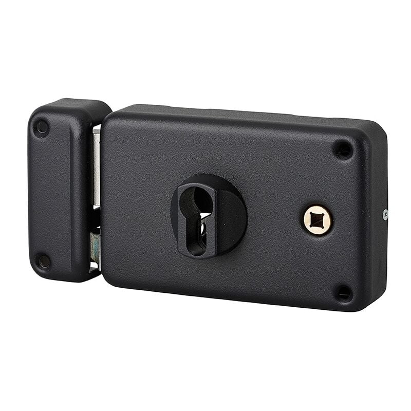 foto del prodotto serratura orizzontale da applicare doppio cilindro per porta d ingresso, sinistra , asse 60mm, 140x88mm, nero thirard