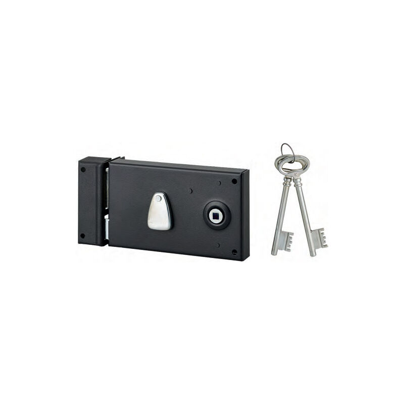 foto del prodotto serratura orizzontale, epossidica nera, 4 scanalature 140x82 mm thirard con cilindro c6 sinistra 000123