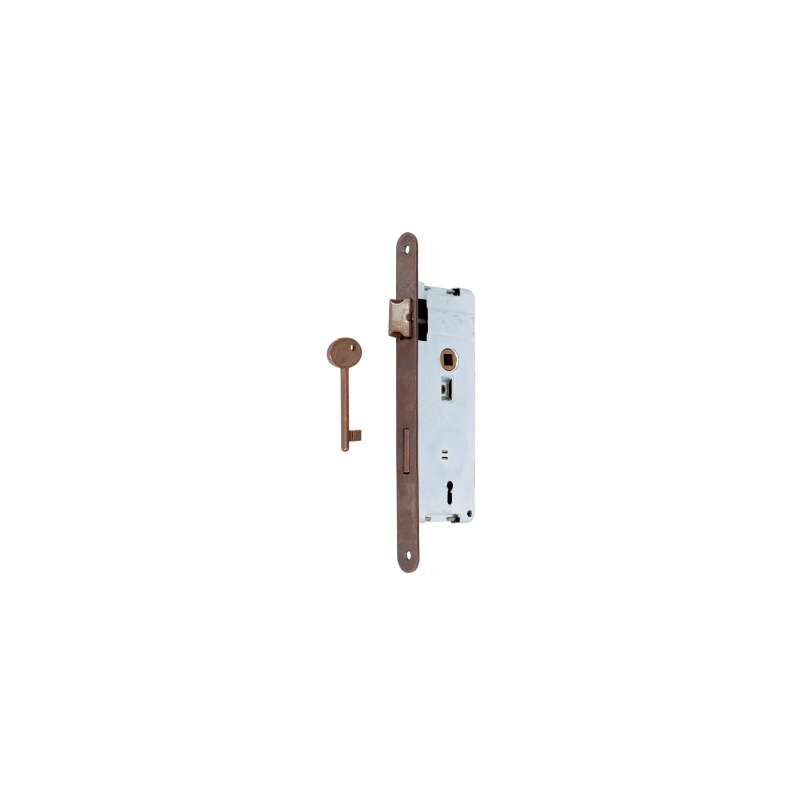 foto del prodotto serratura patent bordo tondo bronzata mm.50 scrocco centrale