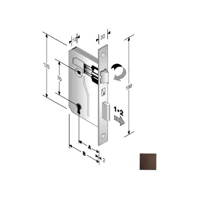 foto del prodotto serratura patent mm 8x70 e60 bq bronzata gb