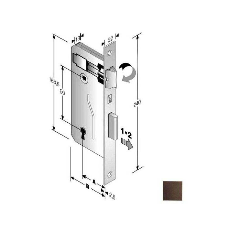 foto del prodotto serratura patent mm 8x90 e50 bq bronzata gb