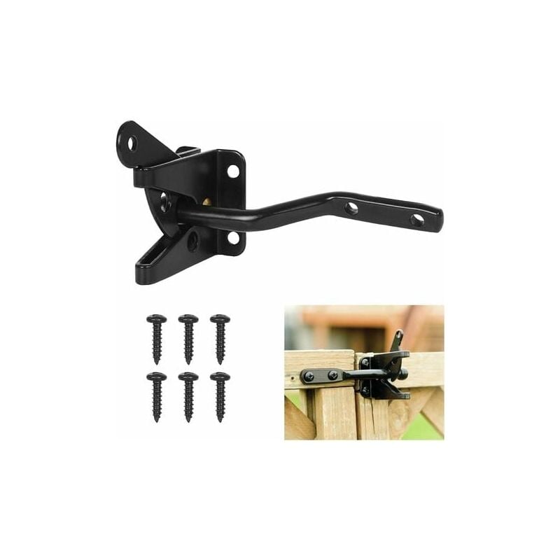 foto del prodotto serratura per cancello aiperq con chiusura automatica, con chiavistello in metallo, chiusura a gravità in acciaio, per recinzione da giardino, colore