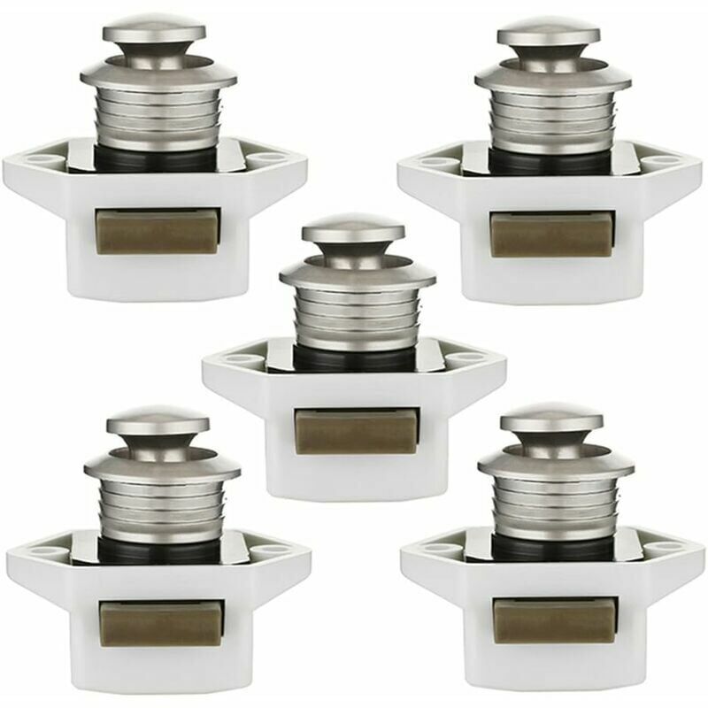 foto del prodotto serratura per mobile con pulsante da 20 mm, senza chiave, 5 pezzi, pomello per porta dell armadio, chiusura per mobili, per camper, roulotte,