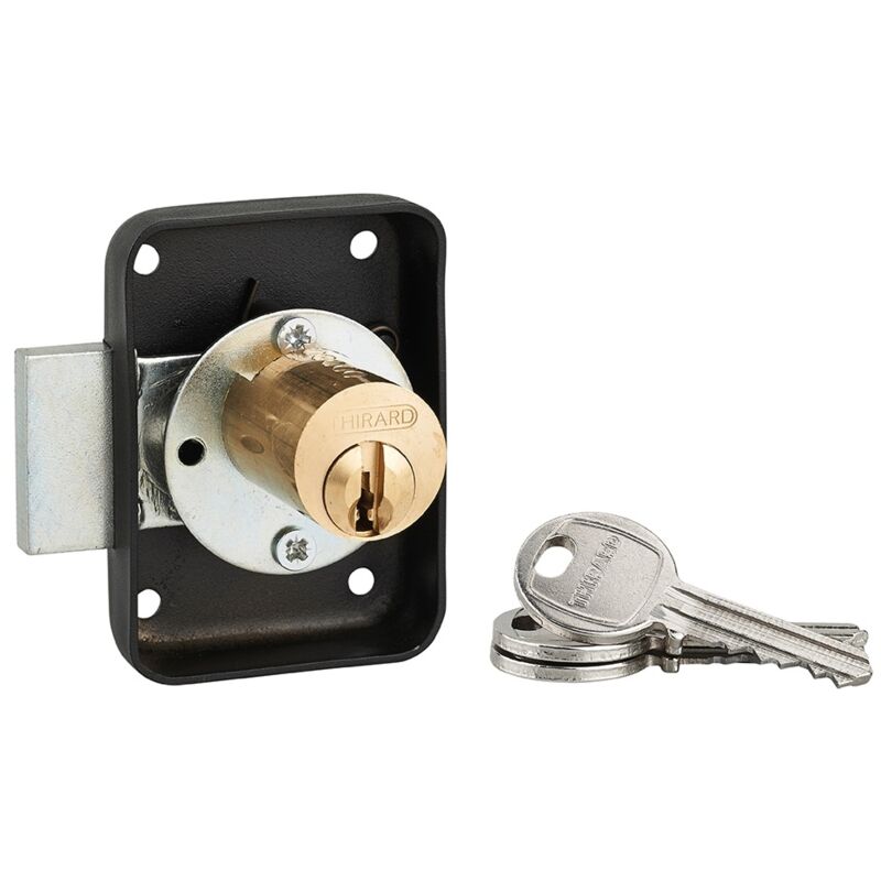 foto del prodotto serratura per mobile, mobilio, destra, asse 25mm, 70x50mm, nero, 3 chiavi - thirard