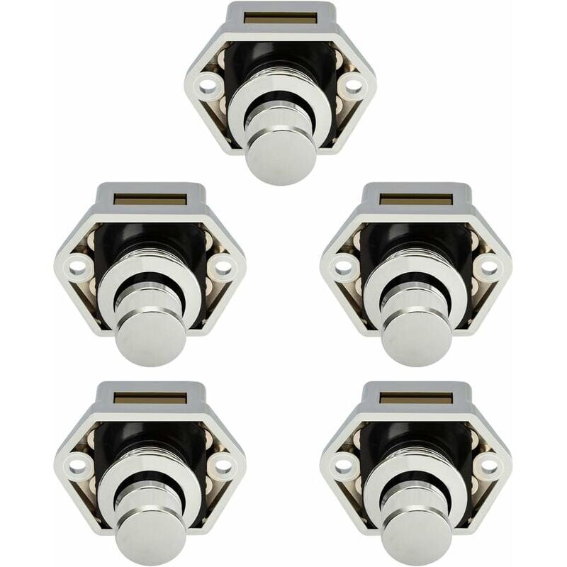 foto del prodotto serratura per mobili 5 pezzi mini pulsante per cassetti e armadietti serratura per porta caravan camper barca pomello cromato